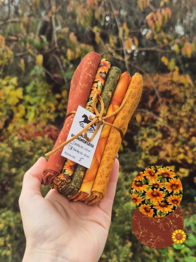 🌻🍂Na balíček Slunečnice je momentálně 10% sleva 🧡✨️ . . #patchworkcz #patchwork #latky #bargellocz #bavlnenelatky...